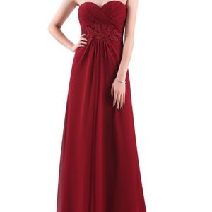 Formal Red Wine Sweetheart Dress